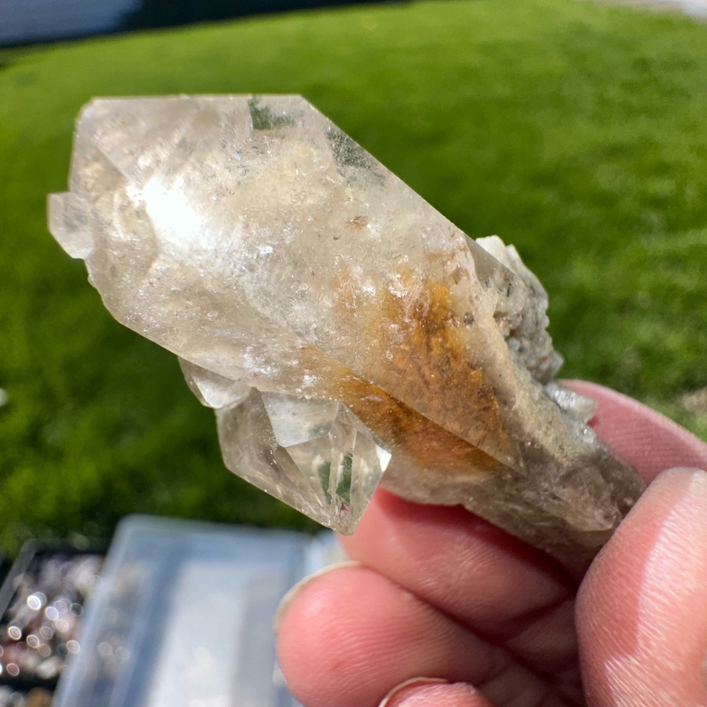 Natural Lemeurian  Quartz Crystal with rutile spray Inclusions and hitchhikers